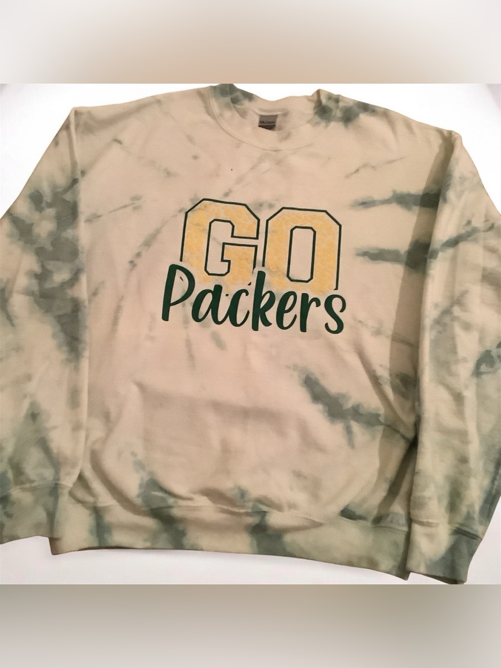 Gildan 'Go Packers' Crewneck Sweatshirt - Cream, Green & Yellow
